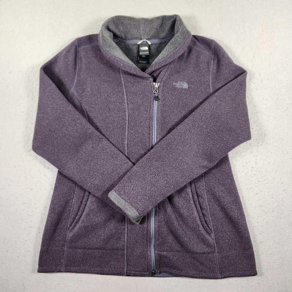 The North Face Full Zip Fleece Jacket Womens Large Purple Asymmetrical